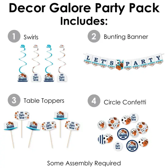 Big Dot of Happiness Go, Fight, Win - Sports - Baby Shower or Birthday Party Supplies Decoration Kit - Decor Galore Party Pack - 51 Pieces {3}