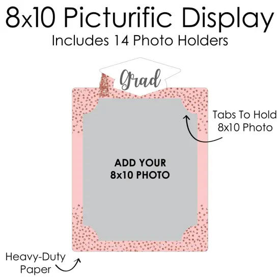 Big Dot of Happiness Rose Gold Grad - 8 x 10 inches K-12 School Photo Holder - DIY Graduation Party Decor - Picturific Display {7}