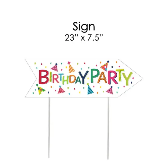 Big Dot of Happiness Cheerful Happy Birthday - Colorful Birthday Party Sign Arrow - Double Sided Directional Yard Signs - Set of 2 {7}
