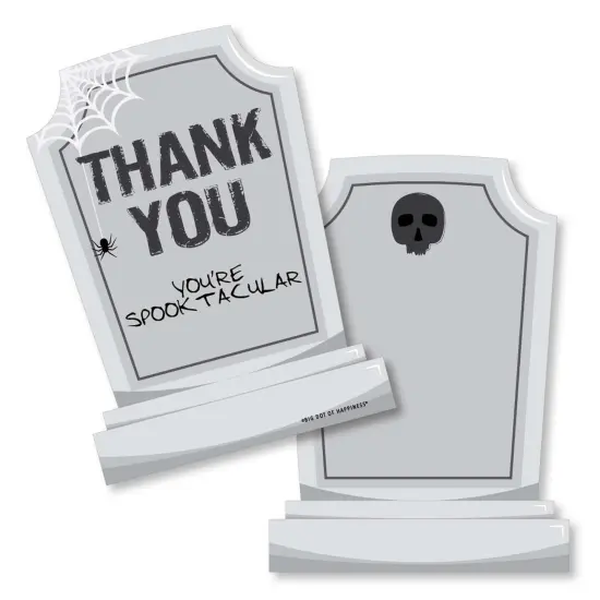 Big Dot of Happiness Graveyard Tombstones - Shaped Thank You Cards - Halloween Party Thank You Note Cards with Envelopes - Set of 12 {1}