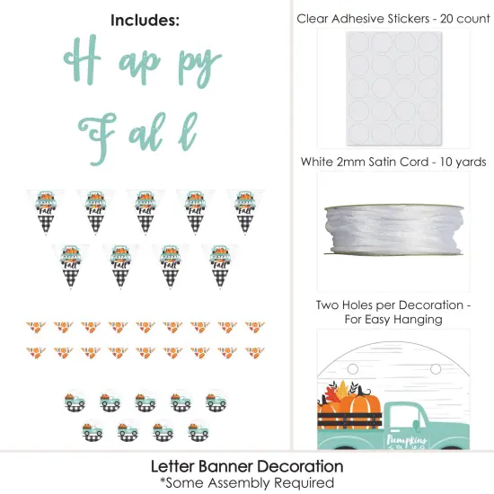 Big Dot of Happiness Happy Fall Truck - Harvest Pumpkin Party Letter Banner Decoration - 36 Banner Cutouts and Happy Fall Banner Letters {6}