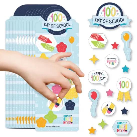 Big Dot of Happiness Happy 100th Day of School - 100 Days Party Favor Kids Stickers - 16 Sheets - 256 Stickers {1}