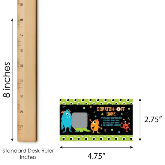 Big Dot of Happiness Monster Bash - Little Monster Birthday Party or Baby Shower Game Scratch Off Cards - 22 Count {7}