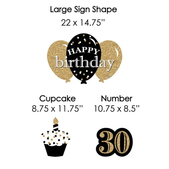 Big Dot of Happiness Adult 30th Birthday - Gold - Yard Sign and Outdoor Lawn Decorations - Happy Birthday Party Yard Signs - Set of 8 {7}