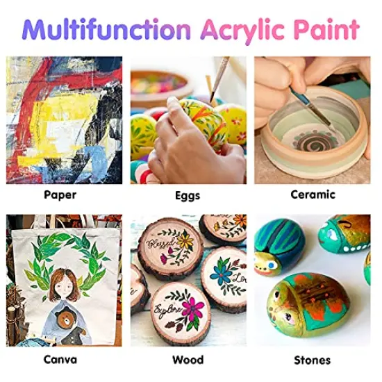 24 Vibrant Colors(12ml/0.4oz Tubes) Basic and Metallic Acrylic Paints for Artists, Ideal Acrylic Art Set for Canvas, Wood {6}