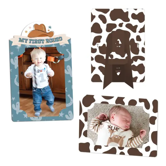 Big Dot of Happiness My First Rodeo - Little Cowboy 1st Birthday Party 4x6 Picture Display - Paper Photo Frames - Set of 12 {3}