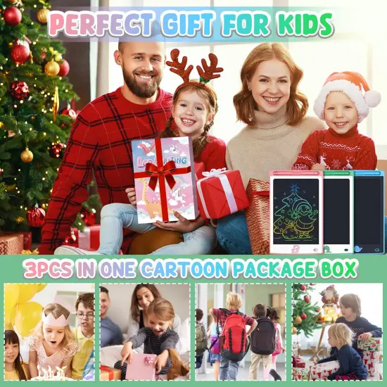 3 PCS in 1 PackToys LCD Writing Tablet Toddler,Toys for Boys Girls 3 4 5 6 7 8year, Drawing Pad Toy Easter Basket Stuffers for Kids,Drawing Tablet Doodle Board Cute Dinosaur Unicorn 8.8 Inch {4}