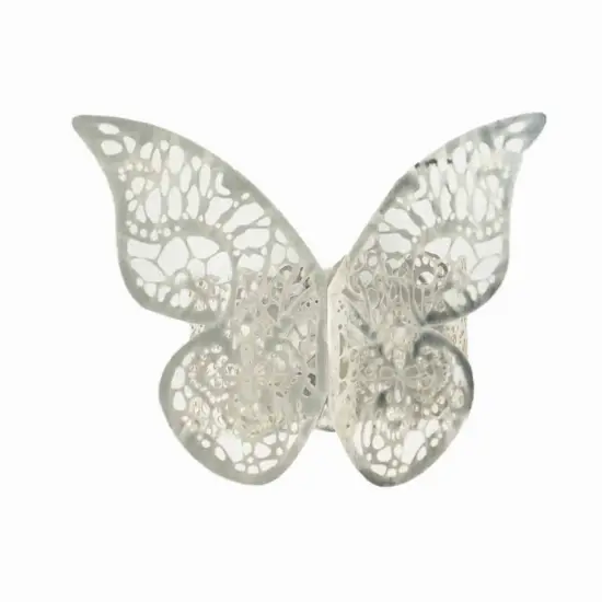 12 Laser Cut Butterfly Napkin Rings Silver {1}