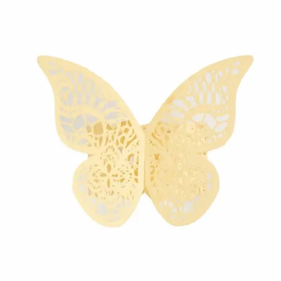 12 Laser Cut Butterfly Napkin Rings Champagne {1}