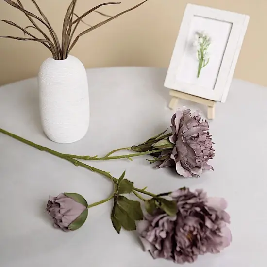 2 Pcs Stem Silk Peony Artificial Flowers Blush {3}