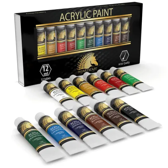 Acrylic Paint Set - 12 x 12ml Tubes - Lightfast - Heavy Body {2}