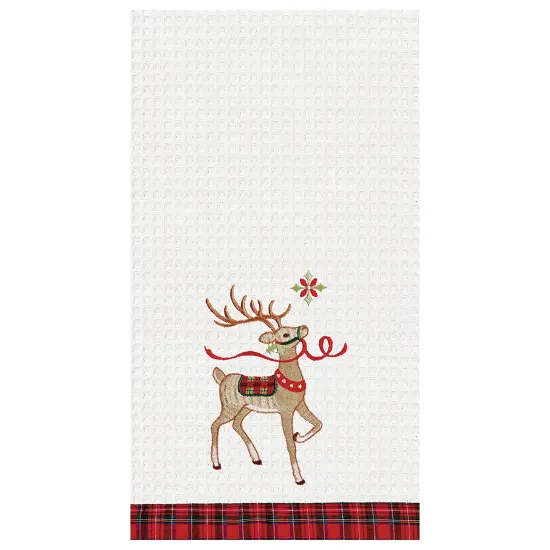 27" x 18" Classic Reindeer Wonderland Cotton Christmas Waffle Weave Kitchen Dish Towel Decor Decoration {1}