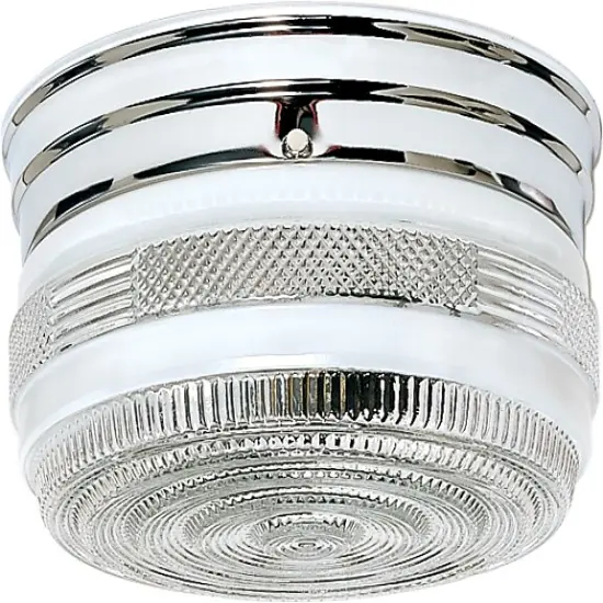 2-Light Flush Mounted Close-to-Ceiling Light Fixture in Polished Chrome Finish {1}