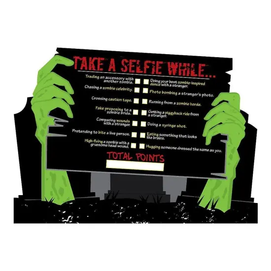 Big Dot of Happiness Zombie Zone - Selfie Scavenger Hunt - Halloween or Birthday Zombie Crawl Party Game - Set of 12 {3}