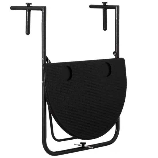 Indoor and Outdoor Rattan Decorative Plastic Foldable Balcony Table, Black {2}