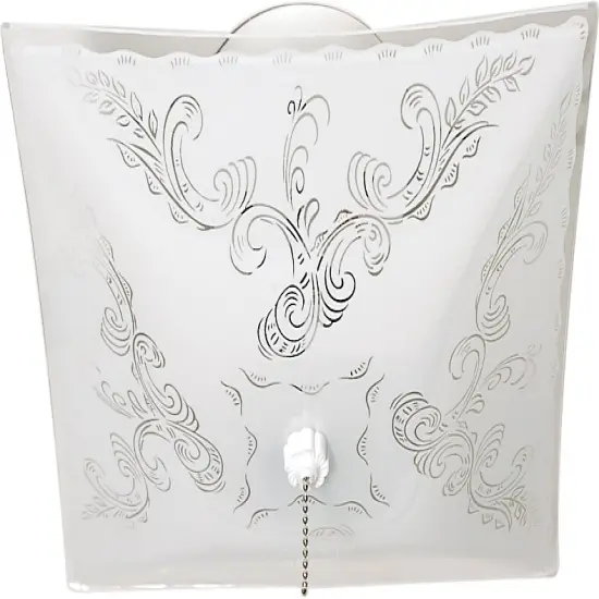 Nuvo 2-Light 12" Square Floral Ceiling Fixture w/ Pull Chain in White Finish {1}