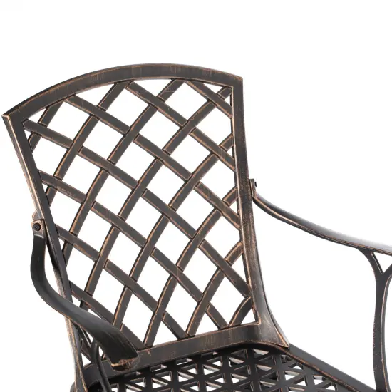 Indoor and Outdoor Bronze Dinning Set 2 Chairs with 1 Table Bistro Cast Aluminum. {4}