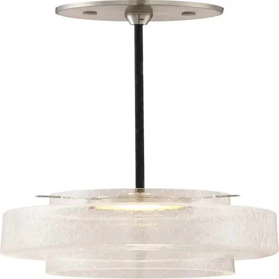 Nuvo Del 12w LED Mini Pendant w/ Clear Crackle Glass in Brushed Nickel 3000k {1}