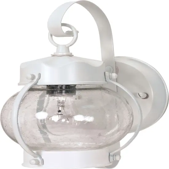 Nuvo 1-Light 11" Wall Onion Lantern w/ Clear Seed Glass in White Finish {1}