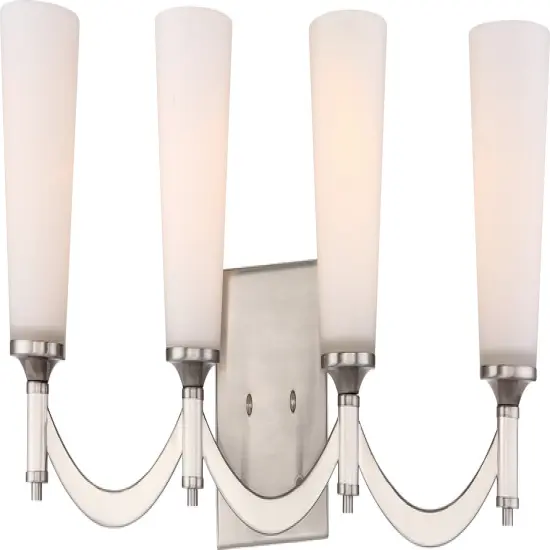 Laguna 4-Light Wall Mounted Vanity & Wall Light Fixture in Brushed Nickel Finish {1}