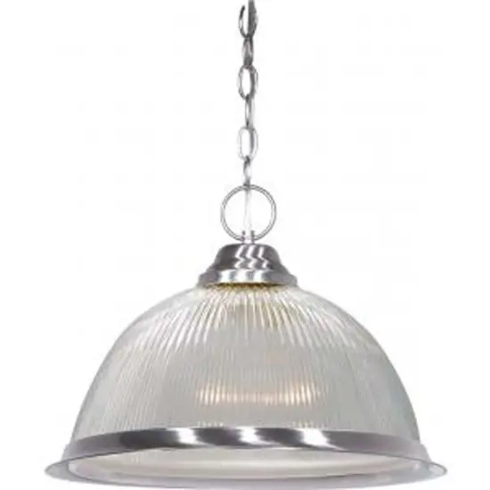 Nuvo 1-Light 15" Brushed Nickel Pendant Light Fixture w/ Clear Prismatic Dome {1}
