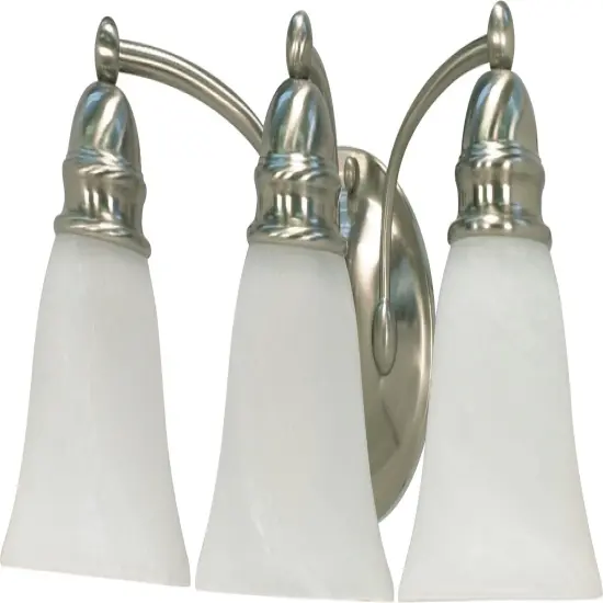 Nuvo 3-Light 21" Vanity Fixture w/ Alabaster Glass Bell Shades in Brushed Nickel {1}