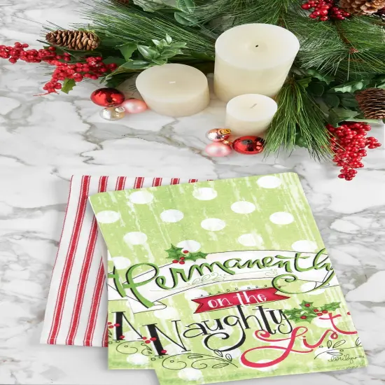 On The Naughty List Printed Flour Sack Kitchen Towel Dishtowel {5}