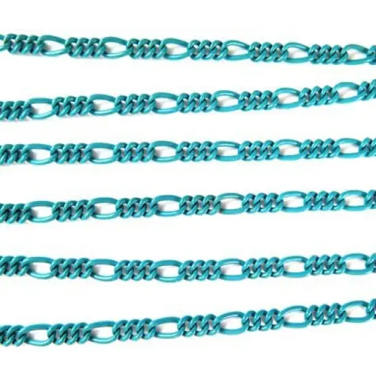Turquoise Blue Enamel Figaro Curb Chain (3') (C917) {2}