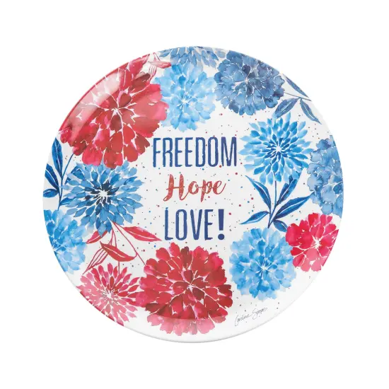 14" Patriotic "Freedom Hope Love" Serving Platter - Independence Day {1}