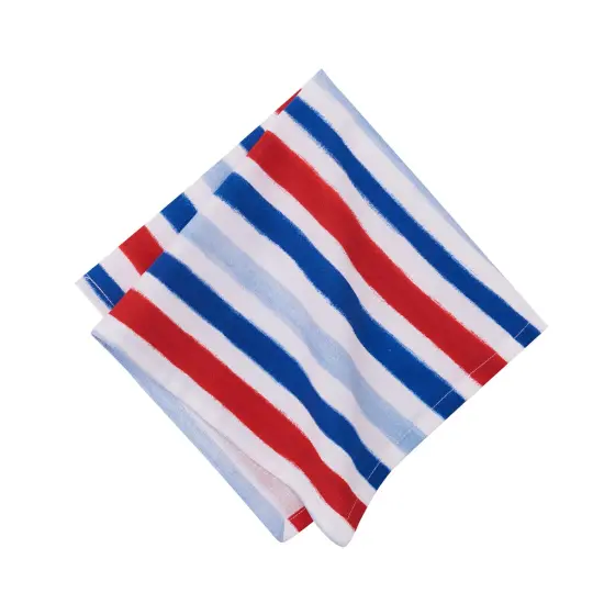 Watercolor Patriotic Stripe 4th of July Cotton Cloth Napkin Set of 6 {1}