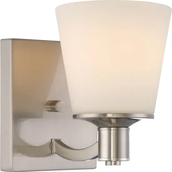 Laguna 1-Light Wall Mounted Vanity & Wall Light Fixture in Brushed Nickel Finish {1}