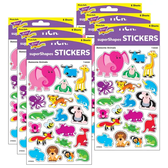 Awesome Animals superShapes Stickers-Large, 160 Per Pack, 6 Packs {1}