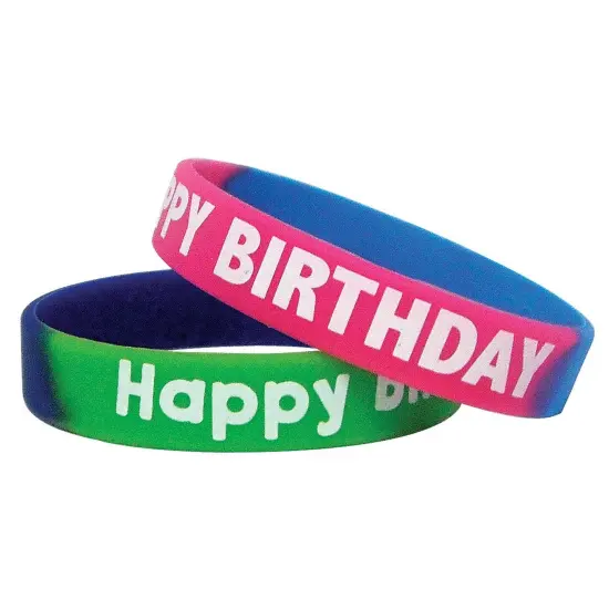 Fancy Happy Birthday Two-Toned Wristband Pack, 10 Per Pack, 3 Packs {2}
