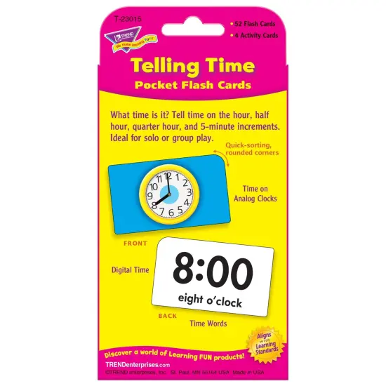 Telling Time Pocket Flash Cards, 6 Packs {3}