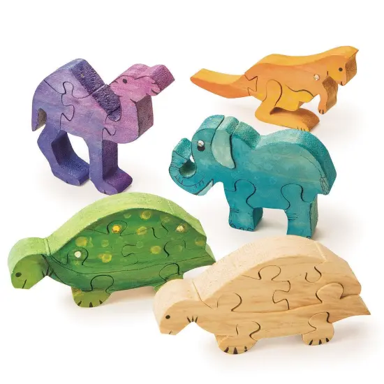 Unfinished Wooden Animal Puzzles - Safari Animals (Pack of 12) {2}