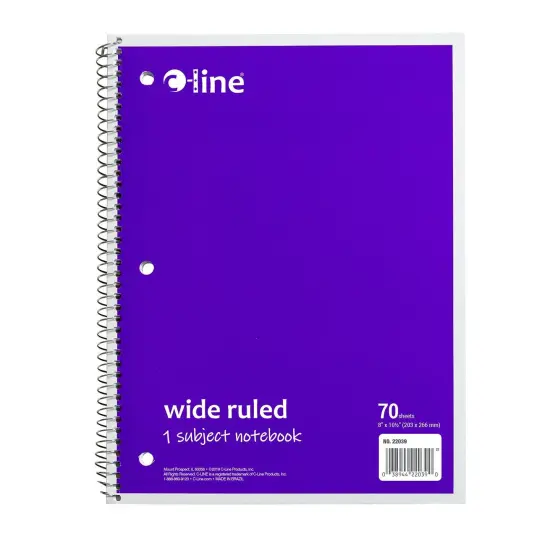 1-Subject Notebook, 70 Page, Wide Ruled, Purple, Pack of 12 {2}