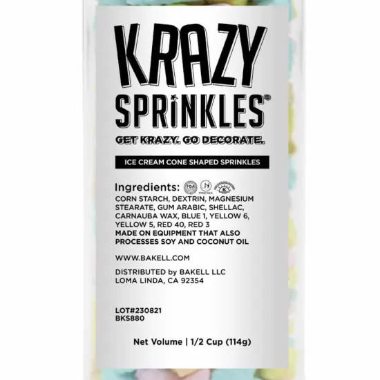 Krazy Sprinkles - Ice Cream Cones (1/2 Cup, 1x Jar) for Cakes, Ice Cream & Cookies {3}