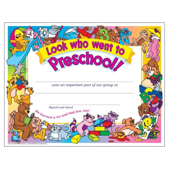 Look who went to Preschool! Certificate, 30 Per Pack, 6 Packs {2}