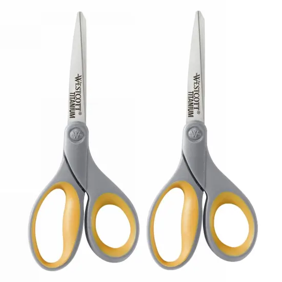 Soft Grip Titanium Bonded Scissors, 8" Straight, Pack of 2 {1}