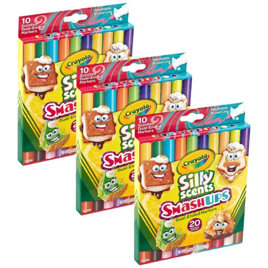 Silly Scents Smash Ups Dual-Ended Washable Markers, 10 Per Pack, 3 Packs {1}