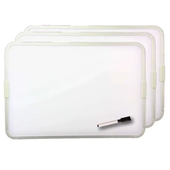 Two-Sided Aluminum Framed, Magnetic Dry Erase Board with Pen, 12" x 17.5", Pack of 3 {1}