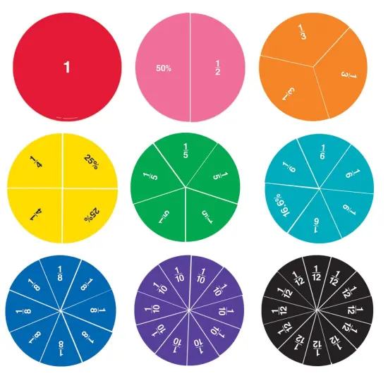 Double-sided Magnetic Fraction Circles, Pack of 9 {4}