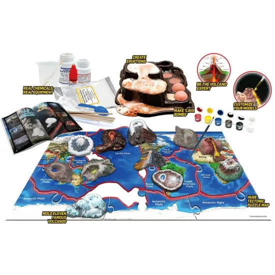 Volcanos of the World - Science Kit for Ages 8+ - Create 11 Volcanos, Mineral Pools, Lava Bombs, Tectonic Map and More {3}