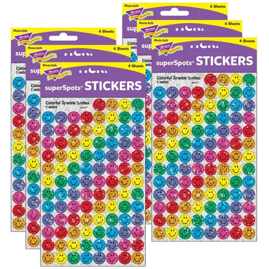 Colorful Smiles superSpots&reg; Stickers-Sparkle, 400 Per Pack, 6 Packs {1}