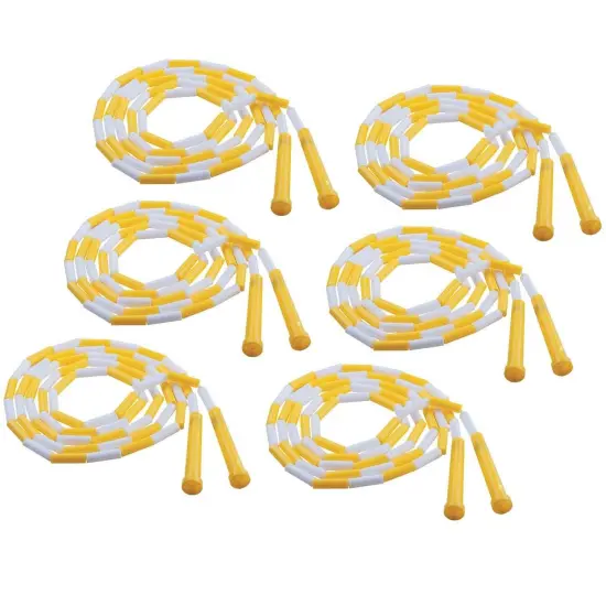 Plastic Segmented Jump Rope 8', Yellow & White, Pack of 6 {1}