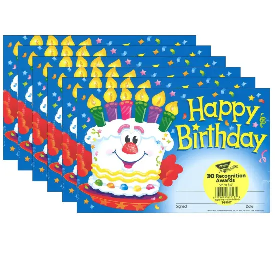 Happy Birthday Cake Recognition Awards, 30 Per Pack, 6 Packs {1}