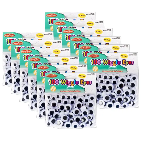 Wiggle Eyes, Black, Assorted Sizes, 100 Per Pack, 12 Packs {1}