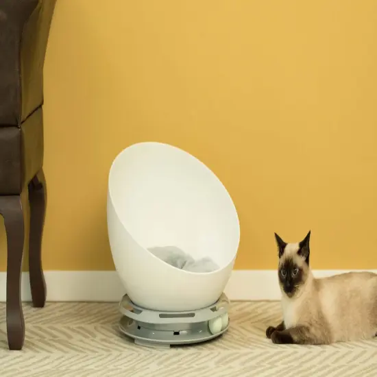 Plastic Bowl Shaped Sleeping Bed House Cat Cave Lounge with Ball Toy {3}