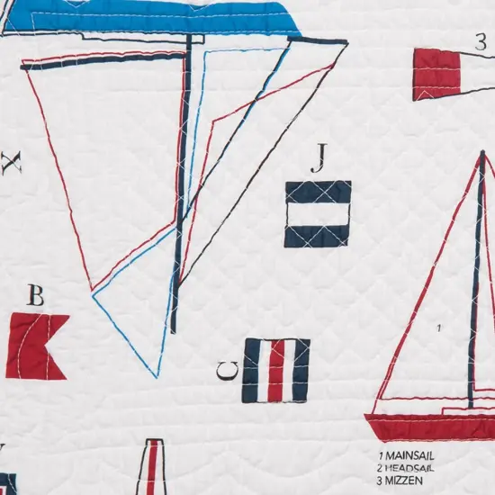 Windward Port Sail Boat Nautical Cotton Quilted Reversible Patriotic Placemats Set of 6, 13" x 19" {4}