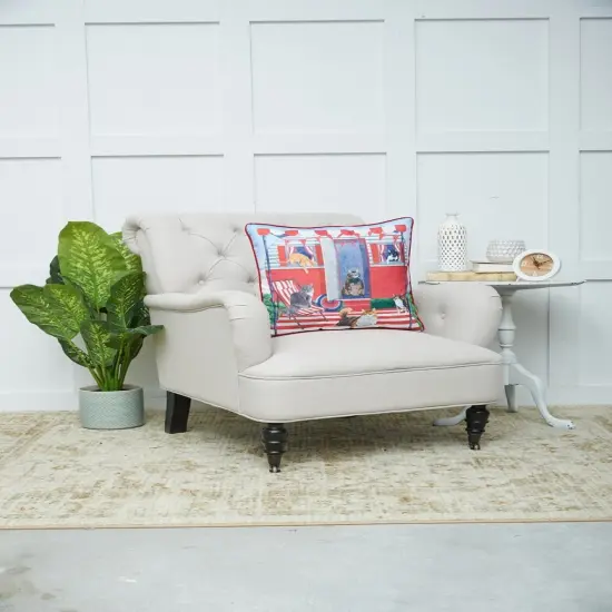 Cat Caravan 4th of July Patriotic Printed Cotton Square Throw Pillow, 18" x 18" Large {4}